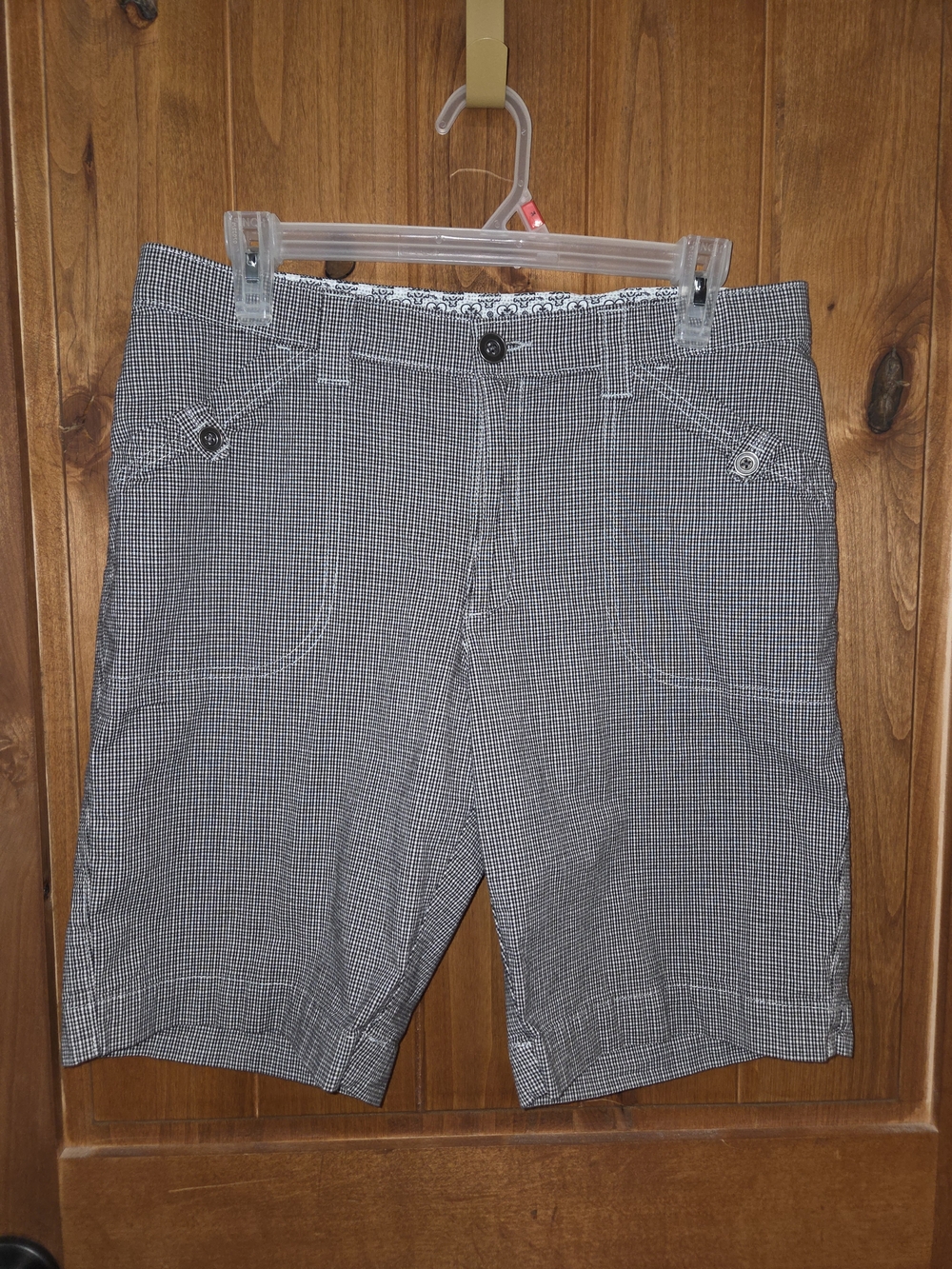 Women's Black & White‎ Micro-Check Bermuda Shorts